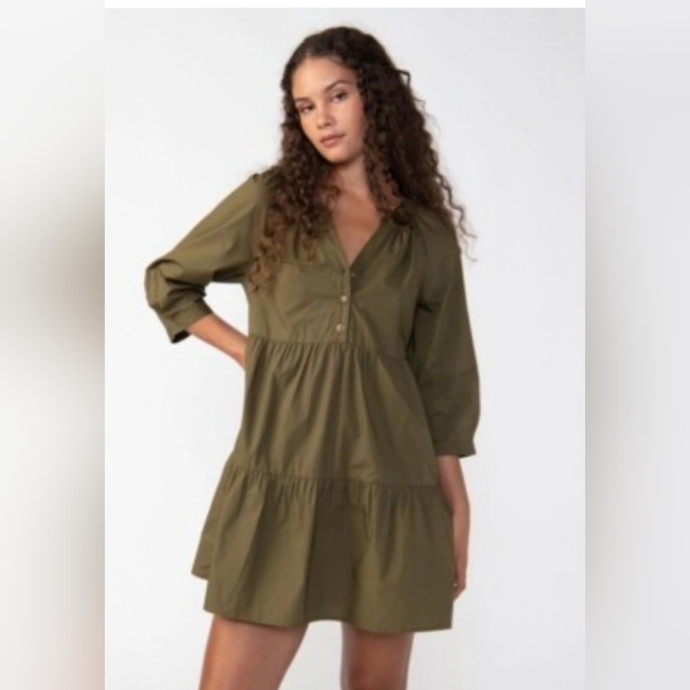 Sanctuary Size M Olive Green Mini Dress Cotton Made In China - Picture 1 of 13